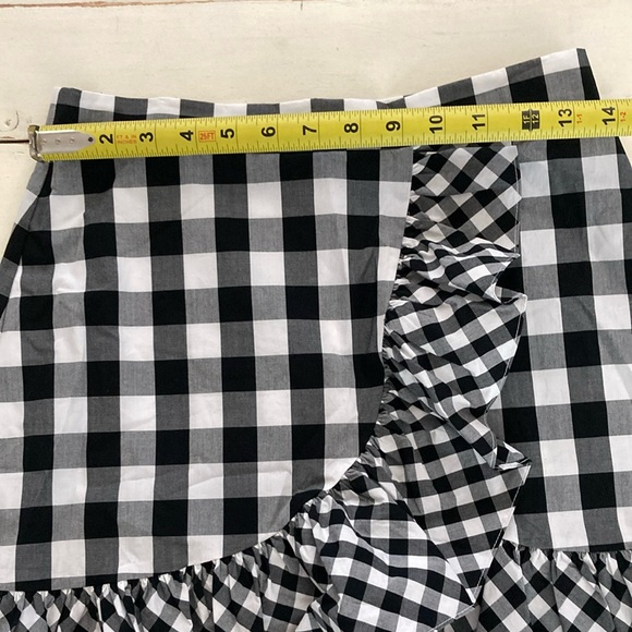 J. Crew Black and White Faux Wrap Skirt with Ruffled Asymmetry - Picture 4 of 5